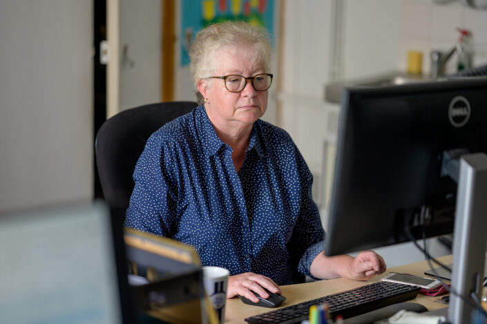 Woman working on computer