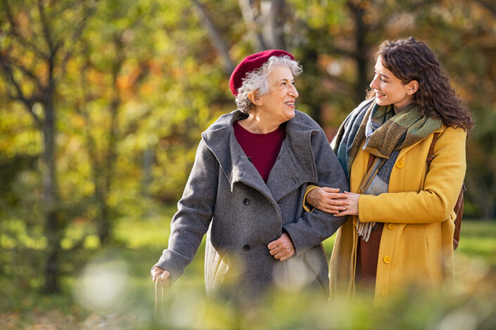 Two women walking