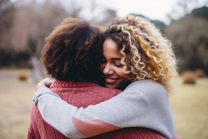 Women hugging