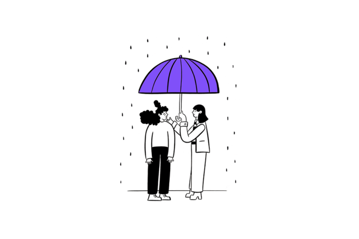 Sheltered under our umbrella