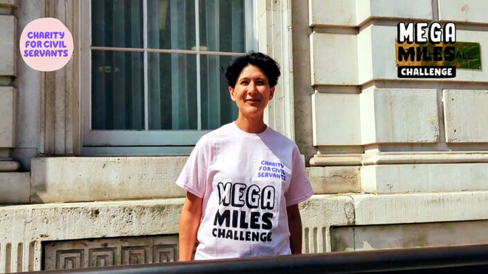 Cat Little, COO UK Civil Service, promoting the Mega Miles Challenge