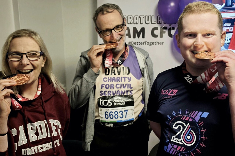 Sarah David Luke London Marathon medals