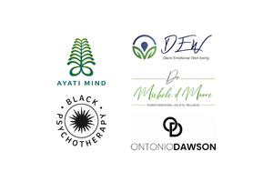 Ayati, Davis Emotional Wellbeing, Dr Michele d Moore, Black Psychotherapy and Ontonio Dawson logos