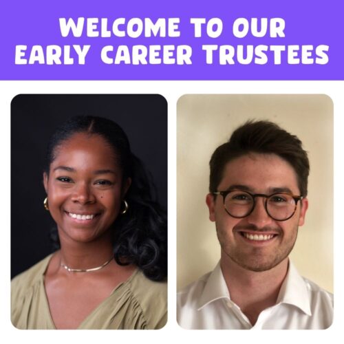 Photo of Hannah Riley and Oak Watson below the title 'Welcome to our Early Career Trustees'