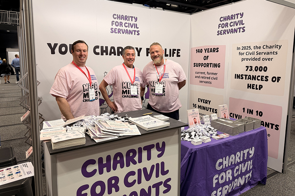 Members of staff from the Charity for Civil Servants at the stand at Civil Service Live Edinburgh